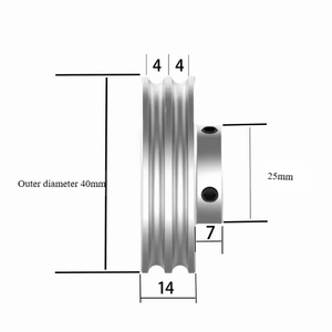 <span class=keywords><strong>Poulie</strong></span> en U à double gorge pour courroie ronde, galet en aluminium compatible avec les courroies en PU/polyuréthane - Product Image 2