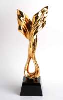 Trophée en résine dorée et métal, nouveau design, écologique, avec logo personnalisé, coffret cadeau pour compétition d'entreprise, promotionnel