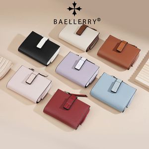 กระเป๋าสตางค์สั้นผู้หญิง Baellerry หนัง PU หลายสี พร้อมช่องใส่เหรียญและที่ใส่บัตรแบบมีหัวเข็มขัด ใช้ได้ทุกวัน - Product Image 1