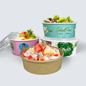 JAHOO Paper Salad Bowl Paper Container For Food Poke Personales Disposable Food Packing Containers