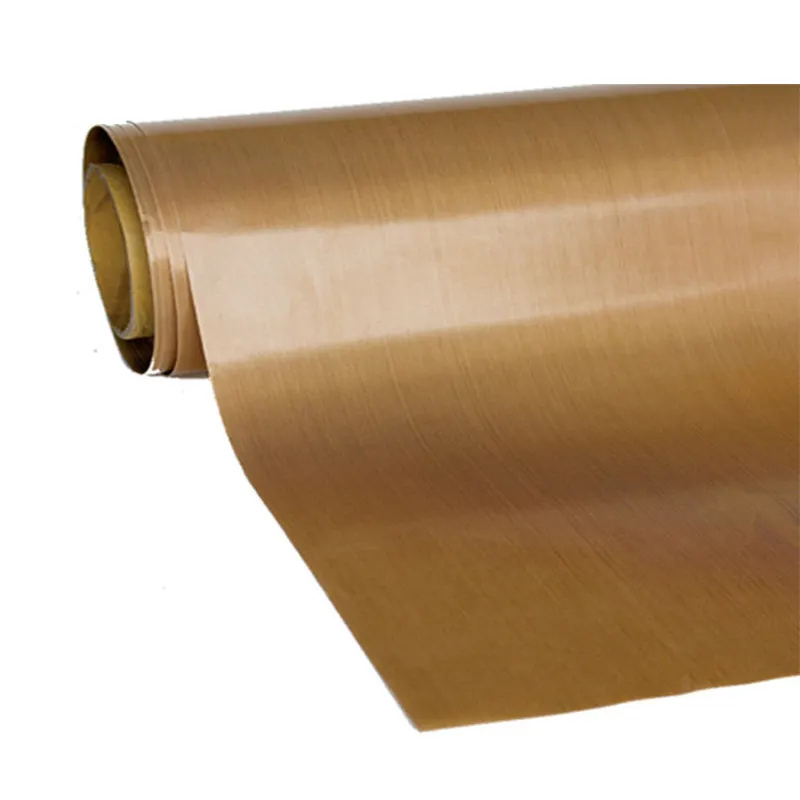 Tela de fibra de vidrio recubierta de PTFE marrón resistente a altas temperaturas personalizada cinta de película de PTFE teflón
