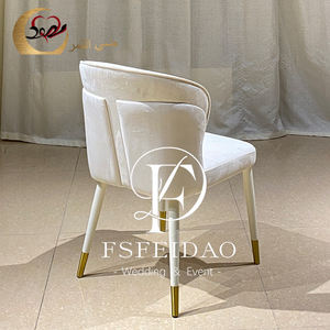 Sillas Metálicas Contemporáneas Nórdicas con Tapicería de Terciopelo Blanco para Eventos de Lujo - Product Image 5