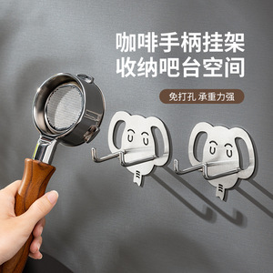 Support de poignée de machine à café en acier inoxydable en forme d'éléphant, sans perçage, accessoire de comptoir de bar - Product Image 2