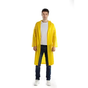 Poncho impermeabile in PVC con cappuccio lungo impermeabile stampato con Logo del cliente impermeabile giallo di alta qualità