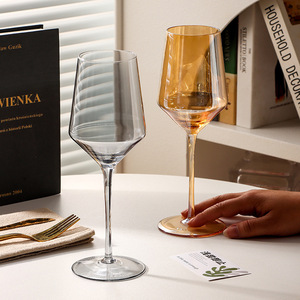 Nordic Style Red Wine <b>Glasses</b> Crystal Stemmed Gold Plated Colored <b>Amber</b> And Smoky Gray Party Use - Product Image 2