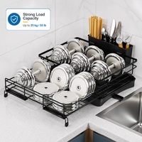 Modern keuken afdruiprek van carbon staal, verstelbaar, opvouwbaar, groot, keuken afdruiprek organizers, groot