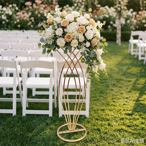 Gold Metal Flower Stand Twisted Mermaid Floral Riser Centerpiece Vases for Wedding <b>Table</b> <b>Party</b> - Product Image 4