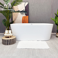 Baignoire à remous de luxe WhiteForest pour hôtel et villa, baignoire ovale autoportante à bord fin, en acrylique de haute qualité