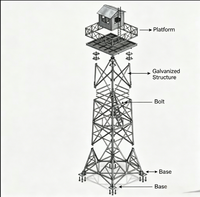 Tour de surveillance à haute sécurité, sur mesure, en acier galvanisé Q235B de 40 m, à 4 pieds, pour la surveillance des patrouilles de frontière