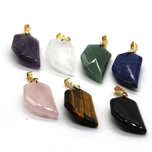 Bijoux fantaisie en gros pendentifs onyx noir améthyste oeil de tigre quartz rose pendentifs en pierre de croissant - Product Image 2