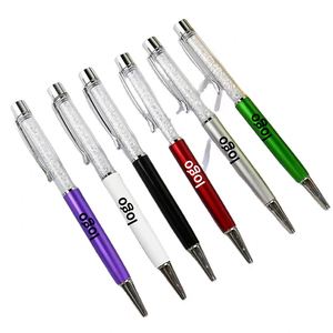 Custom Logo Color Diamond Crystal Ballpoint Pen Custom Printed Logo Business Office <b>Rotating</b> Plastic Pen Promotional Pen - Product Image 1
