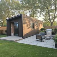 Casa Pequeña Moderna de Lujo: Estructura de Acero con Revestimiento de Madera Premium |   Casa de Huéspedes Prefabricada para Jardín y Estudio Modular