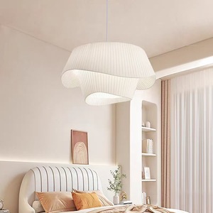 Lámpara colgante LED minimalista nórdica Mofas, forma ovalada cremosa para dormitorio, sala de estar, estudio, control de interruptor E27 blanco - Product Image 3