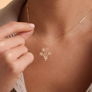 CYNYA Tendance Personnalisé Famille <span class=keywords><strong>Naissance</strong></span> Fleur Collier Multiple <span class=keywords><strong>Naissance</strong></span> Fleur Bouquet Collier Fête Des Mères <span class=keywords><strong>Cadeau</strong></span> - Product Image 2