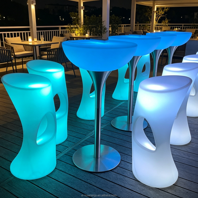 Mesa De bar Iluminada Luxury LED Round High Bar Table Remote Control Dimmable Lighting for Wedding Reception Venue Decor