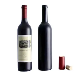 Mantar üst bordo şarap Premium Shine siyah mat siyah 3mm cam şişe 750ml
