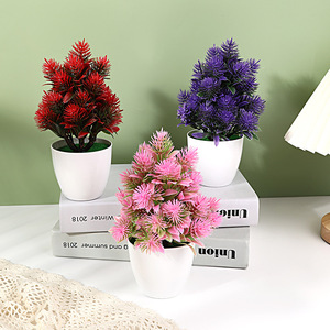 Plante artificielle en pot en forme de cône de pin, 20 cm de hauteur, décoration en plastique pour la maison, le hall d'hôtel - Product Image 2