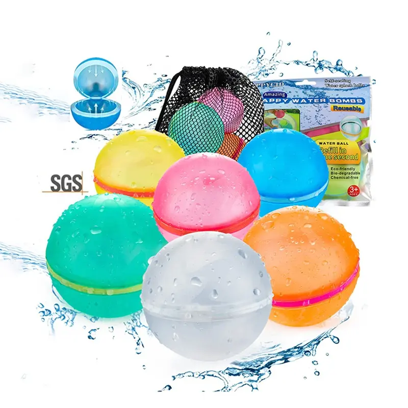 Water Ring Game Toy Reusable Refillable Water Balloons Quick Fill Silicone Summer Toy Self Sealing Magic Reusable Water Balloon