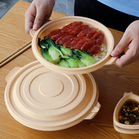 Emballage alimentaire écologique Récipient alimentaire biodégradable avec couvercle Boîte à lunch à clapet jetable Plaque pour micro-ondes pour restaurant