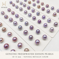 Perles d'eau douce naturelles rondes de qualité A-5A de 10-11 mm, mélange de violet
