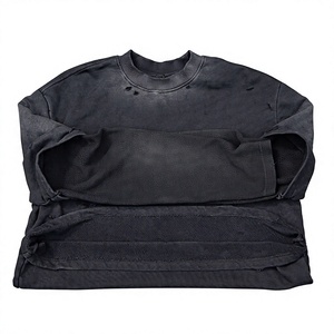 เสื้อยืดแขนยาวผ้าวาฟเฟิลคอตตอน 100% สกรีนโลโก้ตามสั่ง ขายส่ง ทรงโอเวอร์ไซส์ ลุควินเทจ ย้อมสีแบบแอซิดวอช ผ้าหนา แต่งดีเทลขาดๆ สำหรับผู้ชาย - Product Image 4