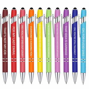 Juego de 10 Bolígrafos Personalizados Inspiradores - Bolígrafo Motivacional con Punta Táctil, Regalos Divertidos de Oficina para Mujeres y Compañeras de Trabajo - Product Image 1