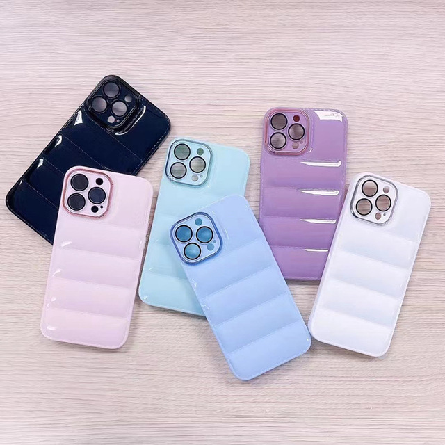 Custom Logo Print Design Trendy Guangzhou Designer Puffer Mobile Phone Case for iPhone 11 12 13 14 15 Pro Max