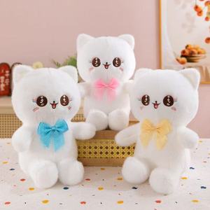 Juguete de gatito con lazo, tamaño de 8 pulgadas, de malla transparente, con pelaje blanco puro, para máquina de garras, recarga a granel, premio de arcade, hermoso felino abrazable - Product Image 4