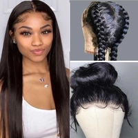 Perruque en cheveux humains vierges brésiliens non traités, longue, avec dentelle HD complète, sans colle, vente en gros
