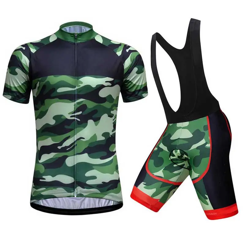 Factory Customized Camouflage Cycle Clothing Set Omni-Dry Bike Jersey Padded Bib Shorts Team Cyclist Cycling Wear