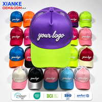 Casquettes de camionneur X&K en gros, logo personnalisé, impression 3D en relief, casquette de camionneur en mousse, streetwear, 5 panneaux, couronne haute, snapback, dos en maille, marque