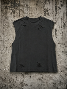 T-shirt sans manches Hongguan, nouveau style été, 100 % coton épais, coupe oversize, logo personnalisé imprimé, pour homme, coupe carrée, ourlet brut - Product Image 3