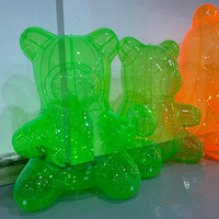 Ours gonflable de haute qualité en PVC transparent, poupée de dessin animé, décoration d'événement de fête, ours gonflable transparent géant