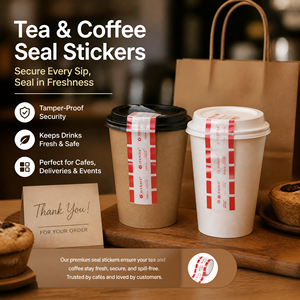 Beverage Lid Seal Labels for <b>Coffee</b> and Bubble Tea, Tamper Evident Drink Safety Stickers, Spill Prevention Seals for Takeaway - Product Image 3