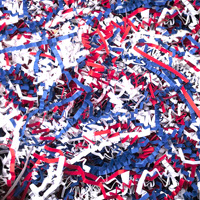 100g de rubans en papier froissé rouge, blanc et bleu, en forme de cœur, pour la décoration de boîtes cadeaux patriotiques USA, idéal pour la fête de l'Indépendance