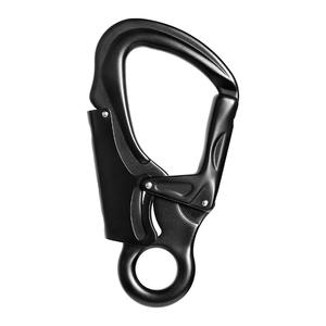 Mousqueton Xinda Two Stage K Lock en alliage d'aluminium noir, crochet de sécurité pour l'escalade, le rappel, la via ferrata et les aventures en plein air - Product Image 1