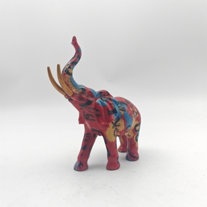 Vente en gros de figurines d'éléphant à motifs graffiti par transfert d'eau, d'objets d'art de collection, de grandes statues d'éléphant, d'ornements d'éléphant colorés pour la décoration intérieure - Product Image 5