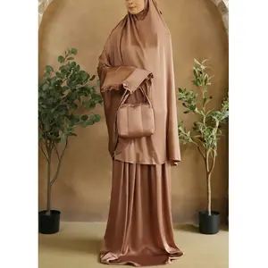 Custom 2023 EID Prayer french jilbab 2 Pieces muslim dress with Bags