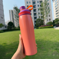 Bouteille d'eau en acier inoxydable 304, 650 ml, à double paroi, isolée sous vide, anti-fuite, réutilisable, avec mousqueton et sangle de poignet, bouteille de sport