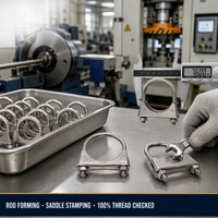 Collier de serrage pour silencieux en acier inoxydable de haute qualité 304 A2-70, filetage M6-M10, diamètre extérieur du tuyau 16-100mm, en stock, fabriqué en usine