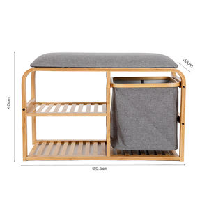 Tự nhiên <span class=keywords><strong>grey</strong></span> tre Giày giá băng ghế dự bị 2 Tier với chỗ ngồi cho lối vào - Product Image 6