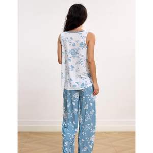 Ensemble pyjama femme manches courtes, en viscose de bambou douce, satin, col en V, 2 pièces, vêtements de nuit en modal et coton - Product Image 4