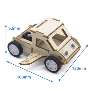 Wooden Inertia Car <b>Diy</b> <b>Kit</b> 120mm X 100mm X 52mm Educational Science Toy For Kids Age 4-6 Years - Product Image 1