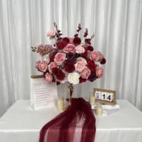 DKB Vente en gros de grandes boules de fleurs artificielles en rose, roses artificielles en soie, centres de table pour mariage, décorations de table, boules de fleurs