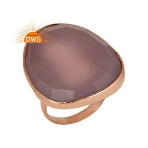 แหวนค็อกเทล925เงินสเตอร์ลิง18K ชุบโรสโกลด์พลอยคาลซิโดนีชุบทองแหวนอัญมณีสำหรับผู้ผลิตเครื่องประดับที่ดี - Product Image 1