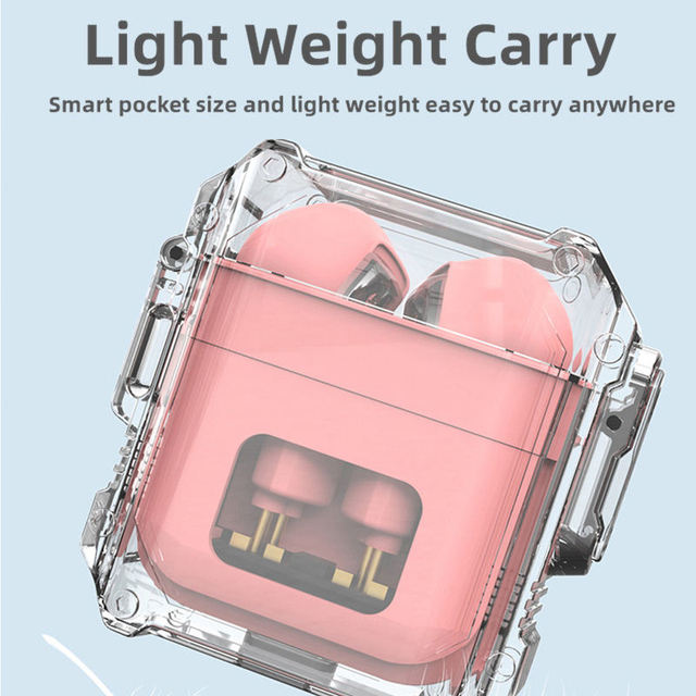 Automatic Pairing True Wireless Earbuds Sport Stereo Clear TWS Earphones Transparent for Running Gym