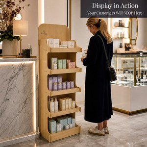 Exhibidor de Madera de 5 Niveles Personalizado para Cosméticos y Cuidado de la Piel, Estante de Madera para Tienda, Fácil de Montar, Exhibición para Punto de <span class=keywords><strong>Venta</strong></span>, FSC - Product Image 2