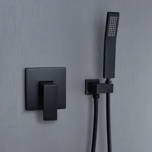 Juego de ducha empotrado oculto negro a precio de fábrica contemporáneo Grifo de ducha de bañera de montaje en pared
