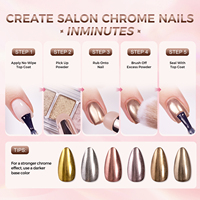 Palette de 6 Couleurs de Poudre Chromée Effet Miroir à Marque Blanche, Kits de Nail Art de Luxe, Ensemble de Pinceaux Stylo en Silicone pour Salon
