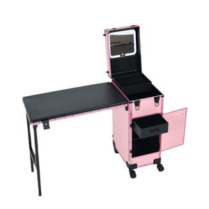 Black Pink Universal Double Row Wheel <b>Makeup</b> <b>Box</b> Beauty Pattern Embroidery Set <b>Makeup</b> <b>Storage</b> <b>Box</b> Nail Toolbox - Product Image 1